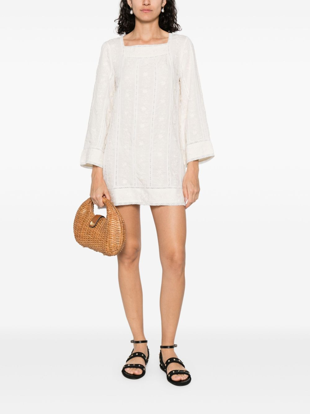 floral-embroidered mini dress - 2