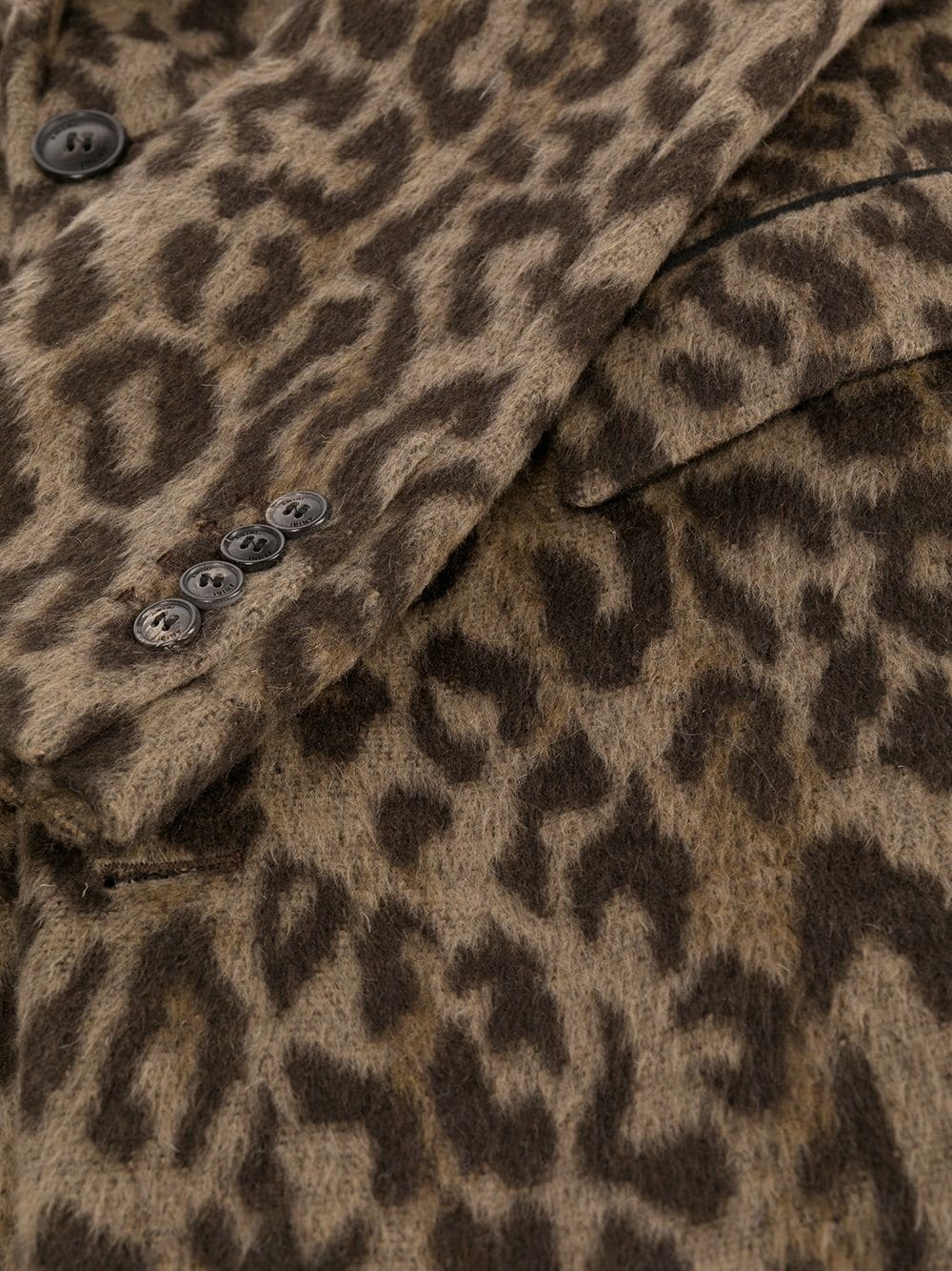 brushed leopard-print single-breasted coat - 6