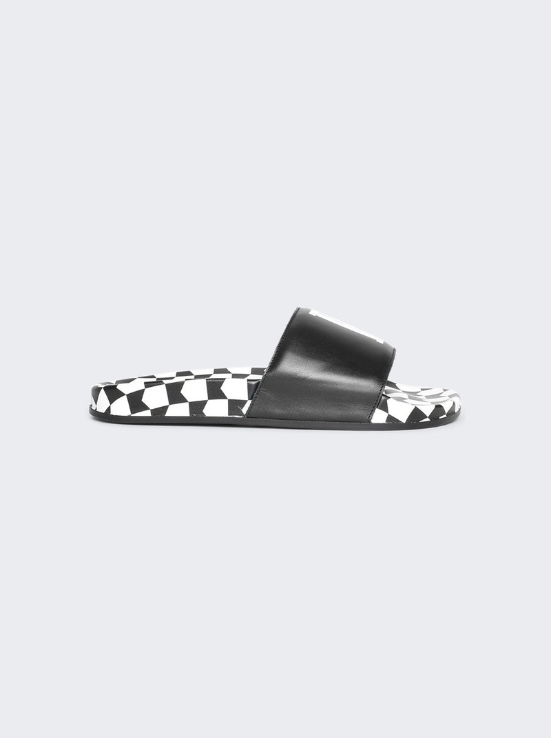 Checkered Slides Black And White - 1