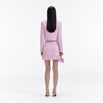 self-portrait Pink Sequin Textured Knit Jacket outlook