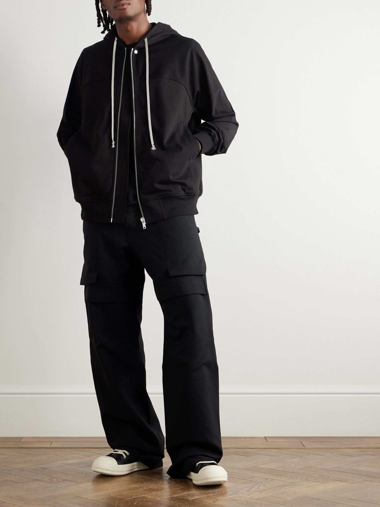 Cotton-Jersey Zip-Up Hoodie Black - 2