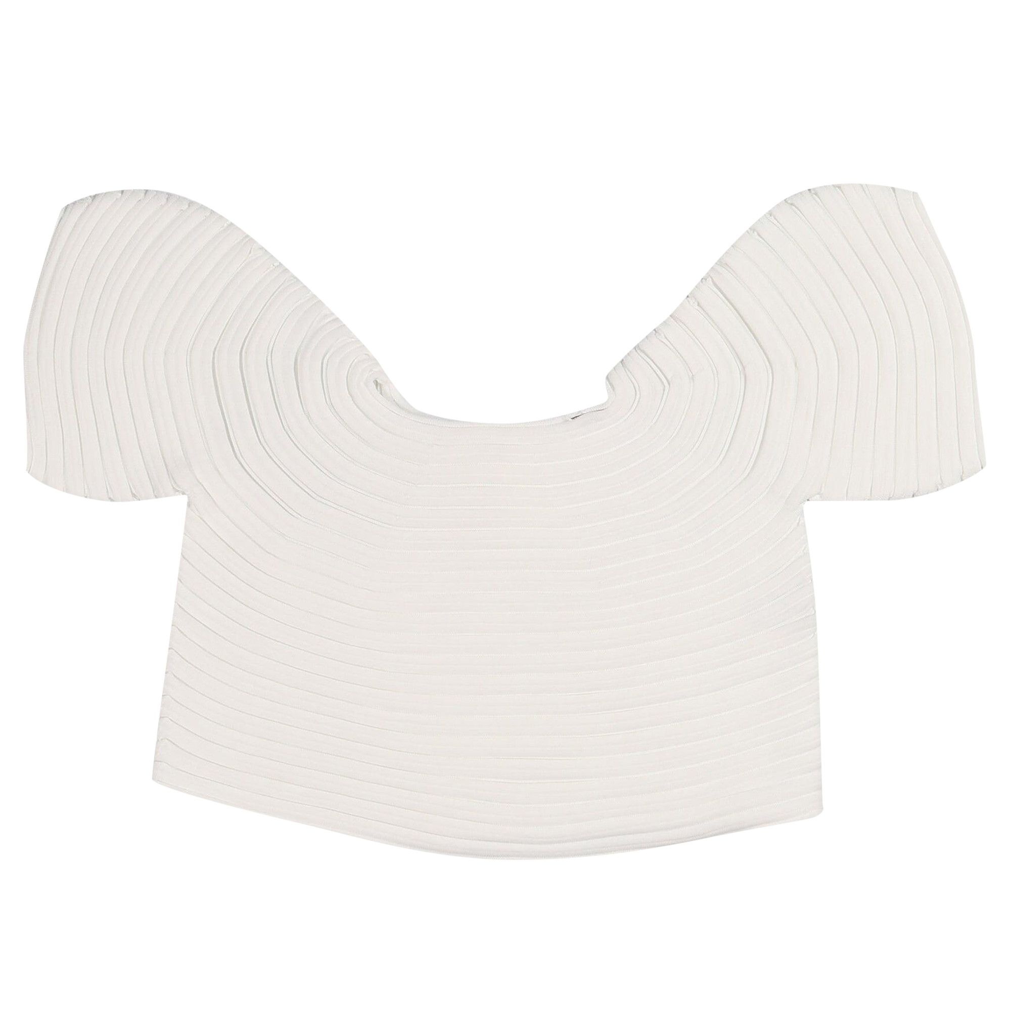 Pleats Please Issey Miyake Mushroom Knit Tops 'White' - 1