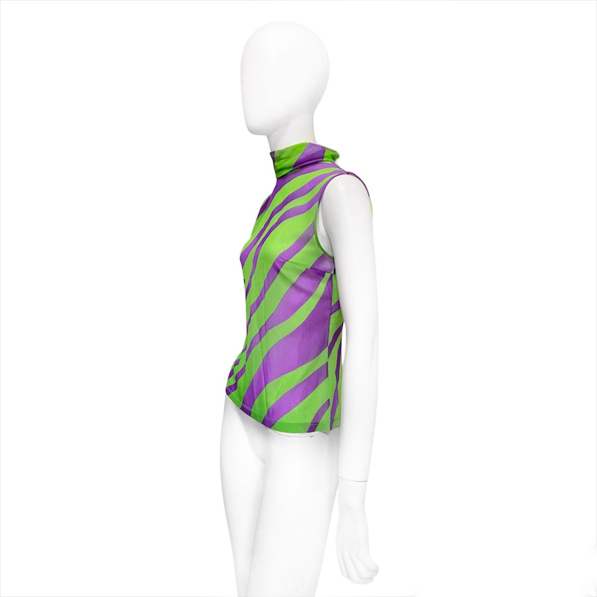 Gianni Versace aw01 green violet abstract print silk tank top 40 - 2