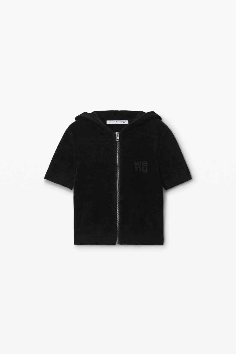 cropped zip-up hoodie in chenille 1