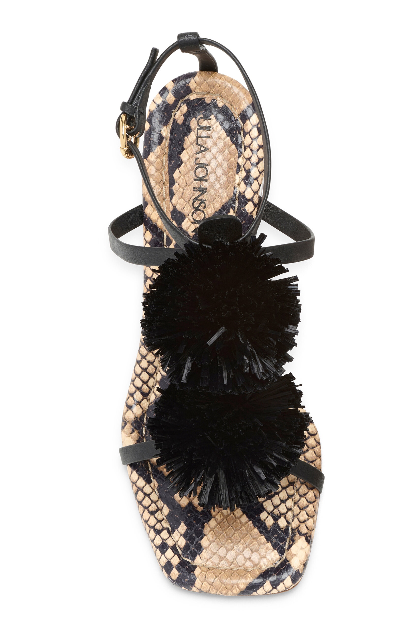 Isolde Python-Effect Leather Pom Pom Sandals python - 5