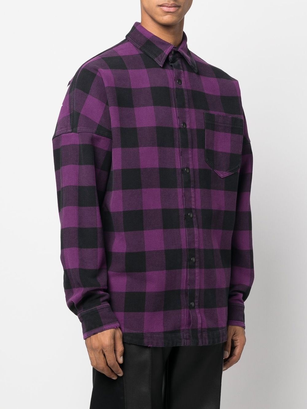 logo-print checked shirt - 4