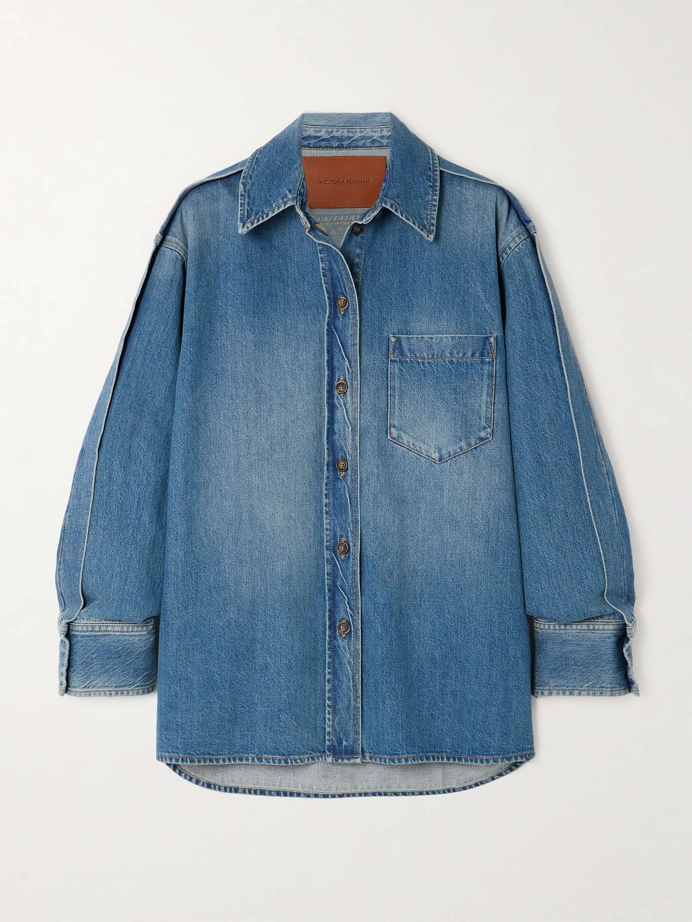 Pintucked denim shirt - 1