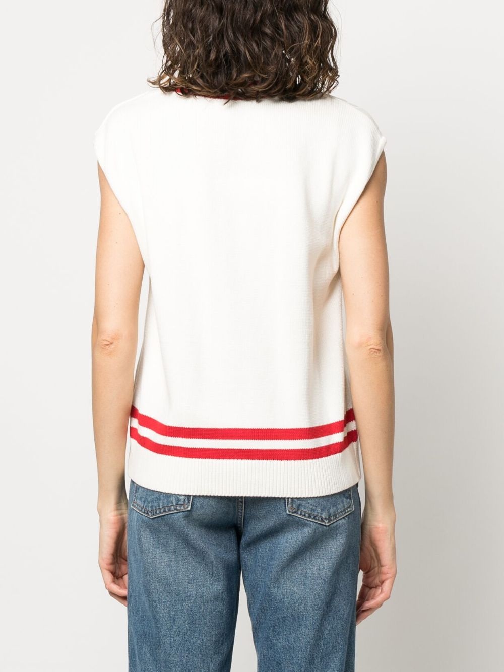 striped-edges sleeveless knitted top - 4