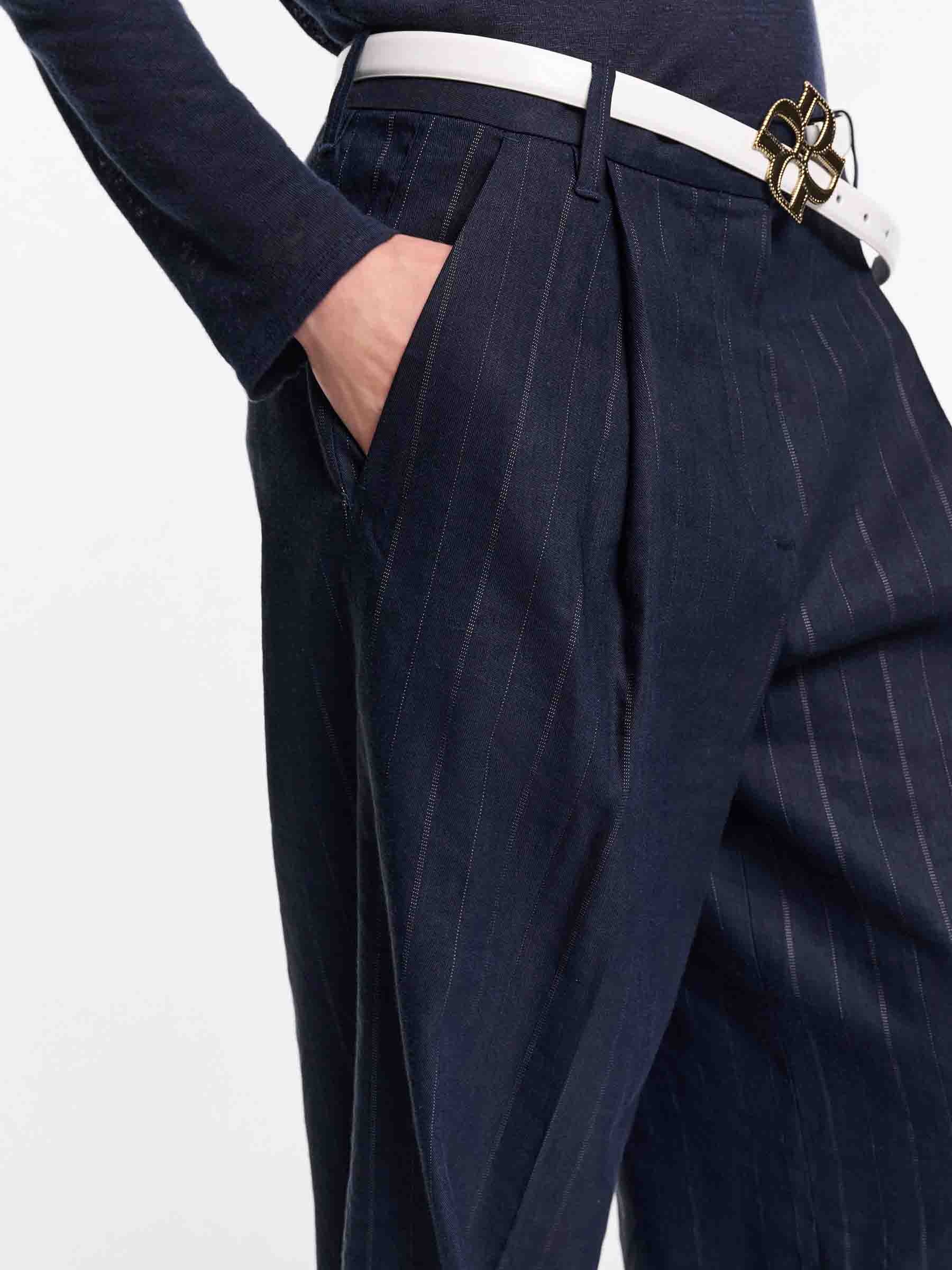 PLEATED WIDE LEG PANTS - 5
