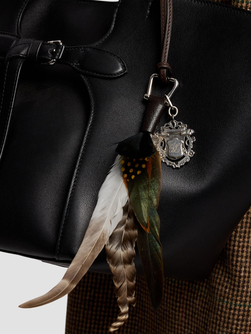 Women's Leather & Feather Bag Charm - Brown Multi 4