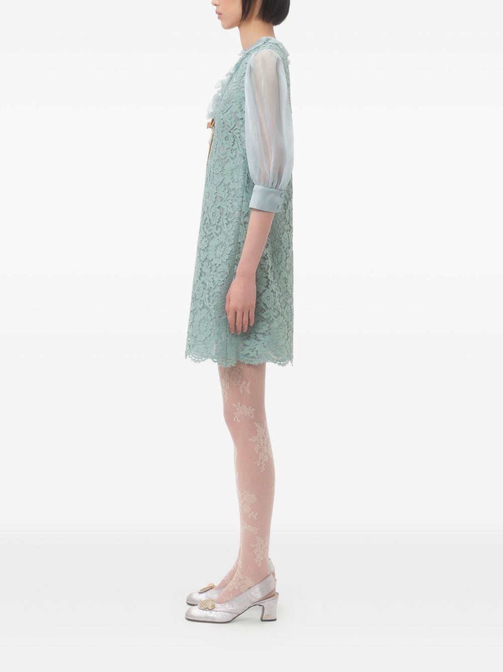 lace-pattern minidress - 5