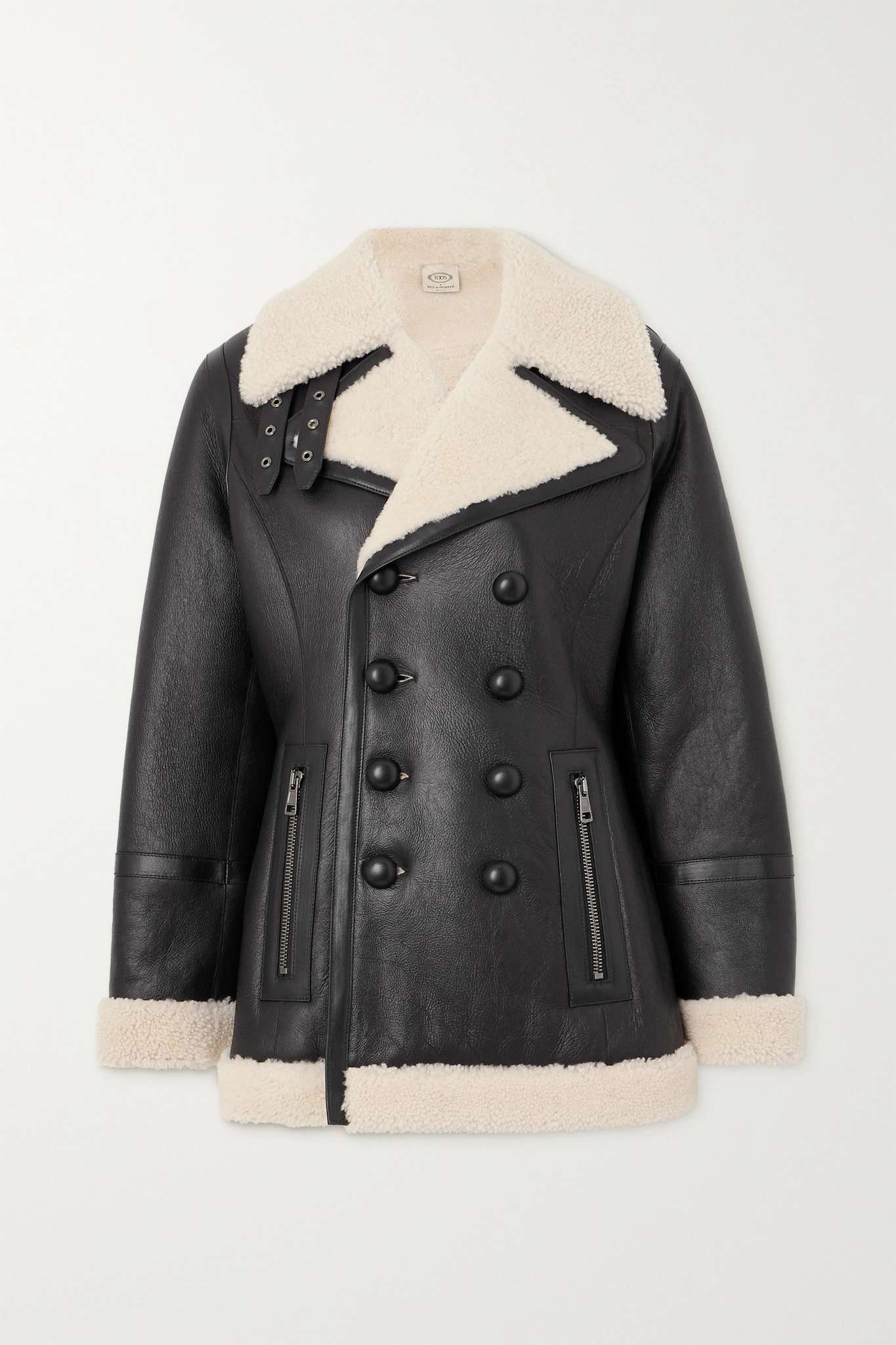 Double-breasted shearling jacket - 1