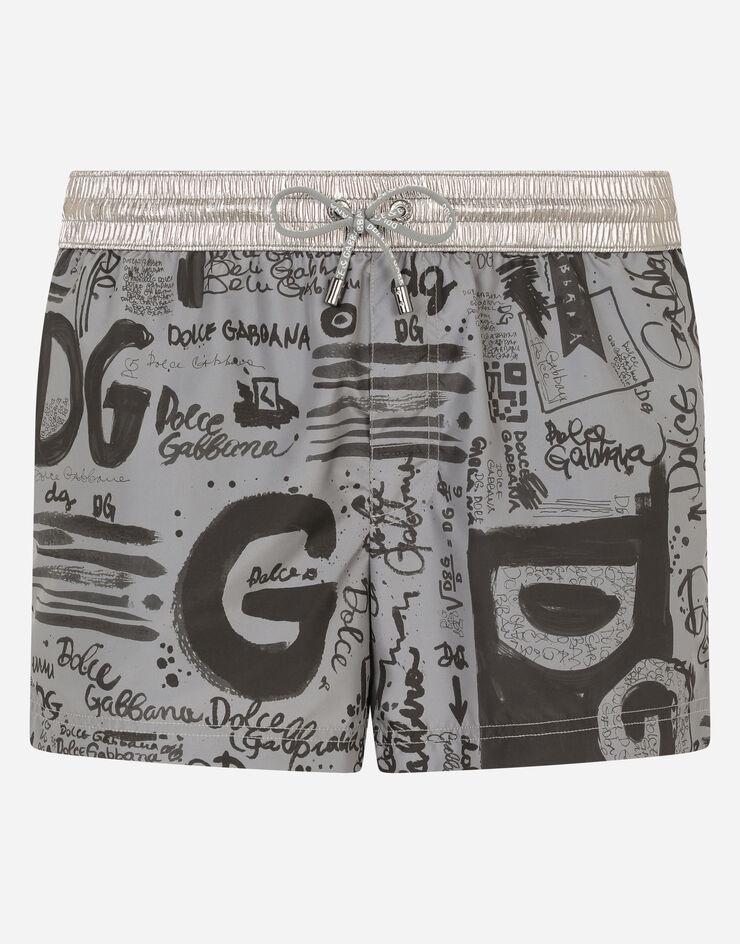 Short swim trunks with logo print - 1