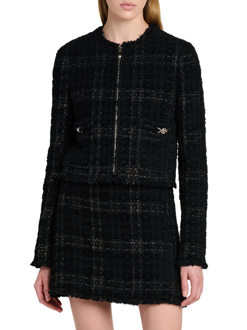 Women's Cotton-Blend Tweed Miniskirt - Black 3