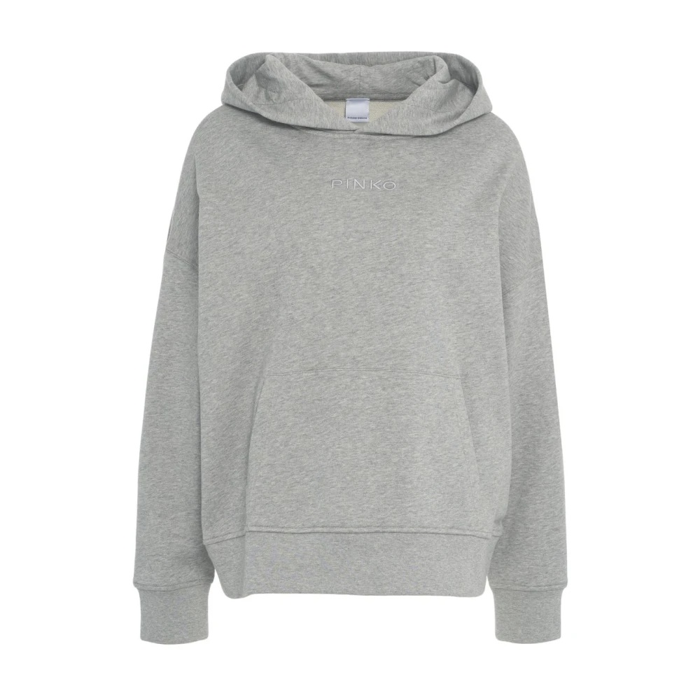 OVERSIZED GREY HOODIE WITH EMBROIDERED LOGO - 1
