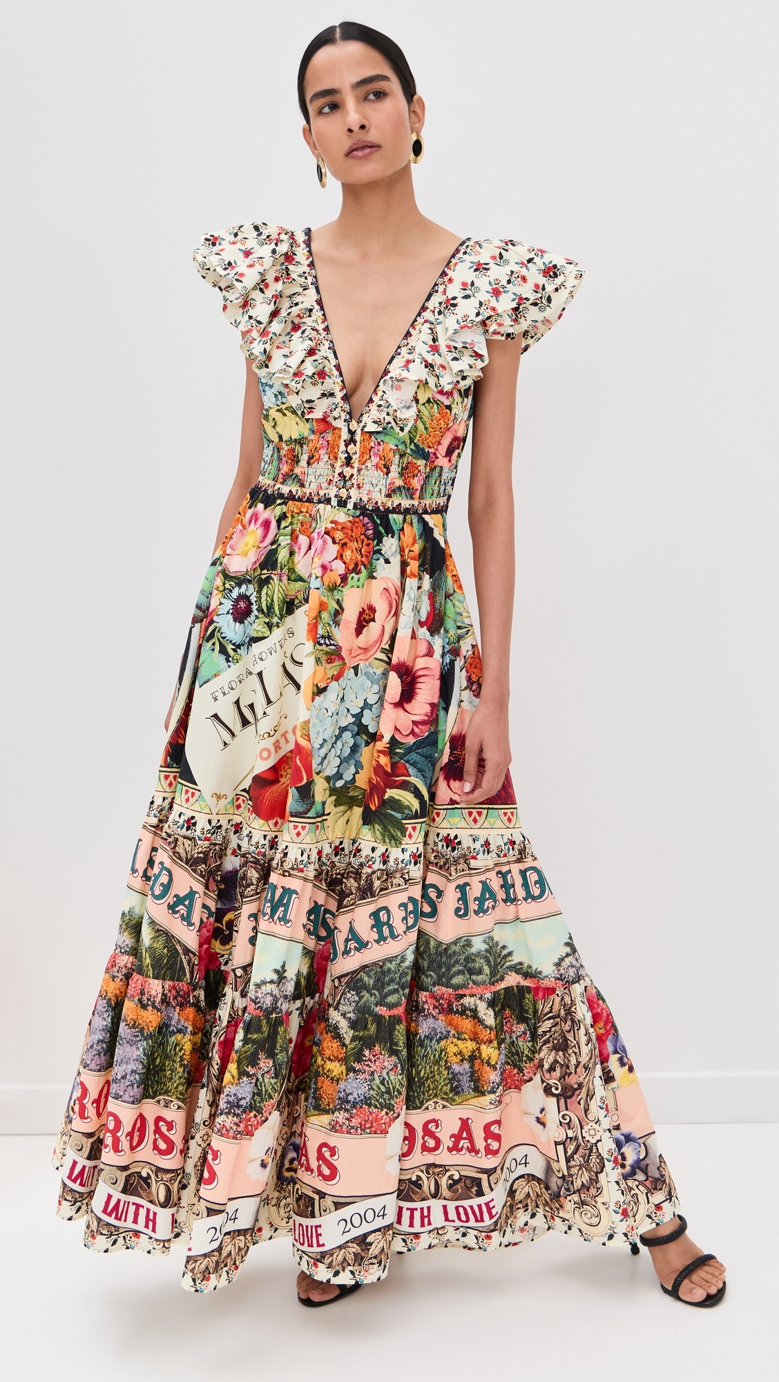 Tiered Dress with Neck Frill - 1