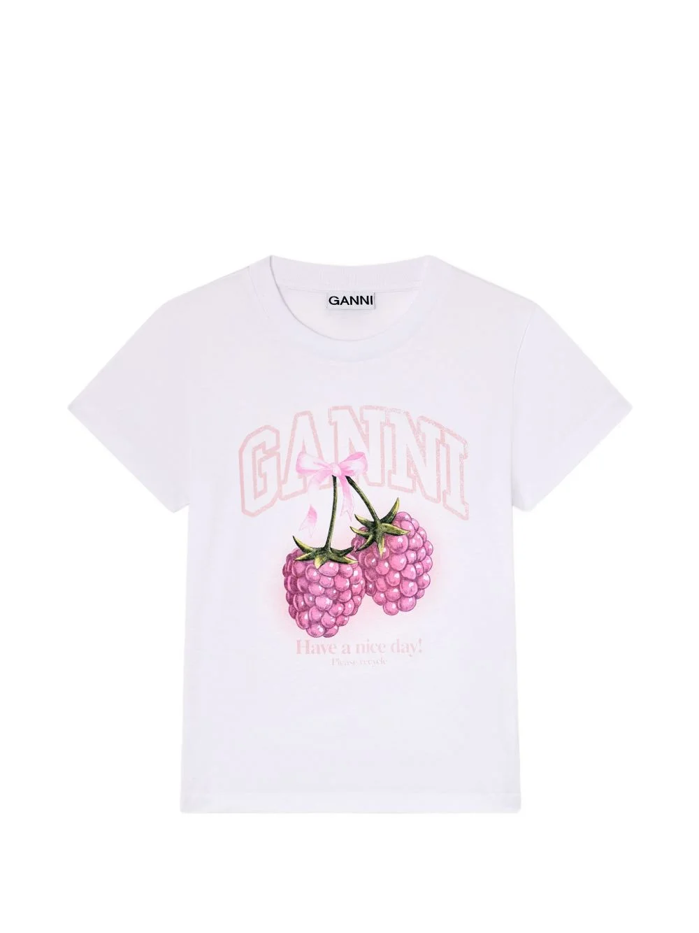 Ganni Women Raspberry Cotton T-Shirt - 1