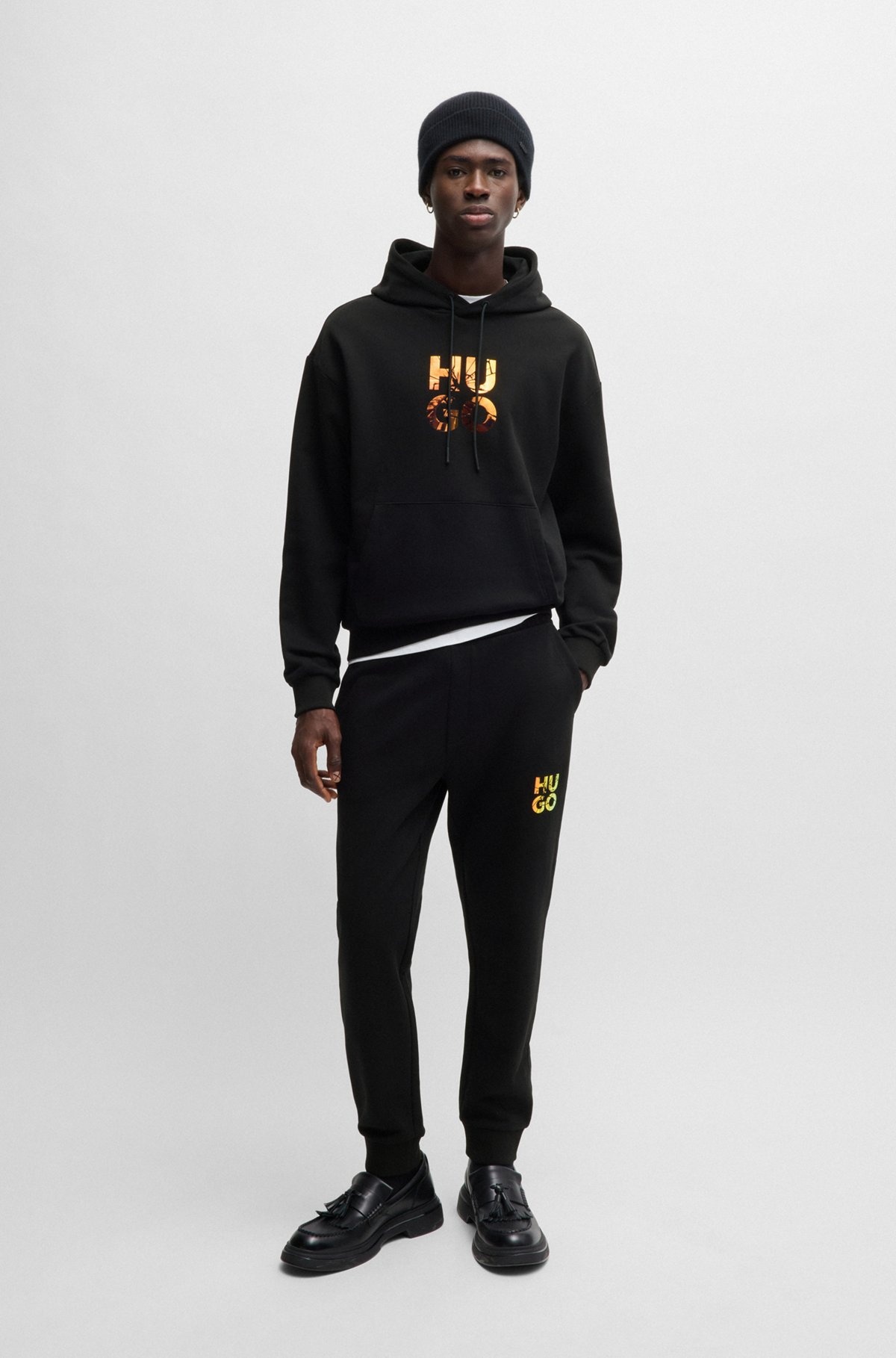 COTTON-TERRY REGULAR-FIT HOODIE WITH STACKED LOGO - 4