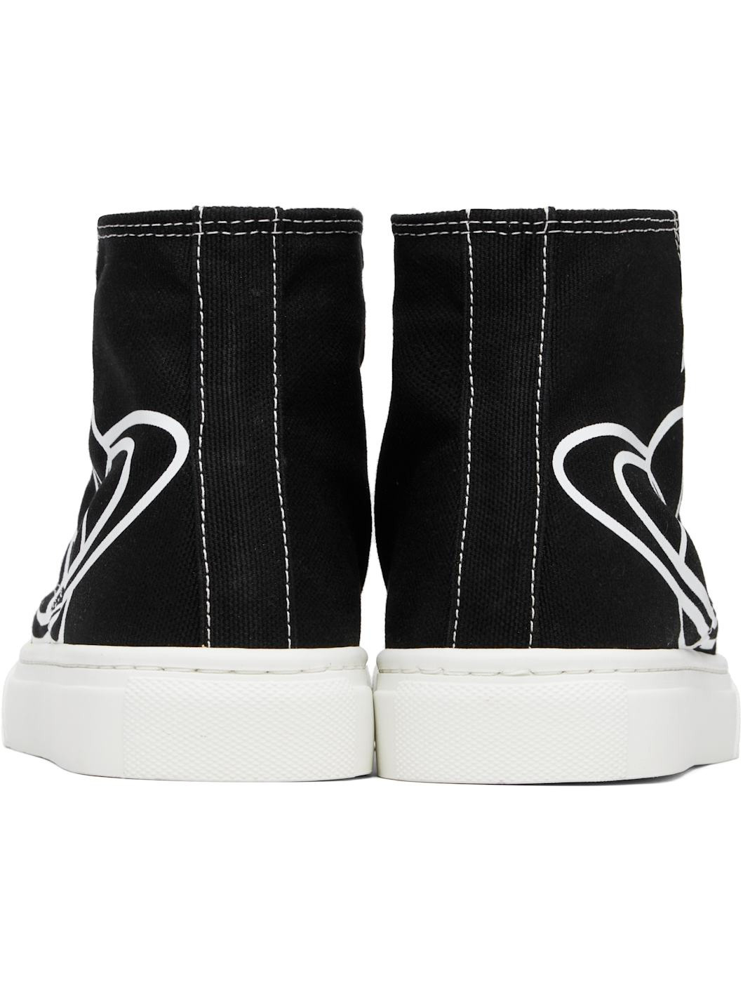 Black Plimsoll High Top Canvas Sneakers - 2