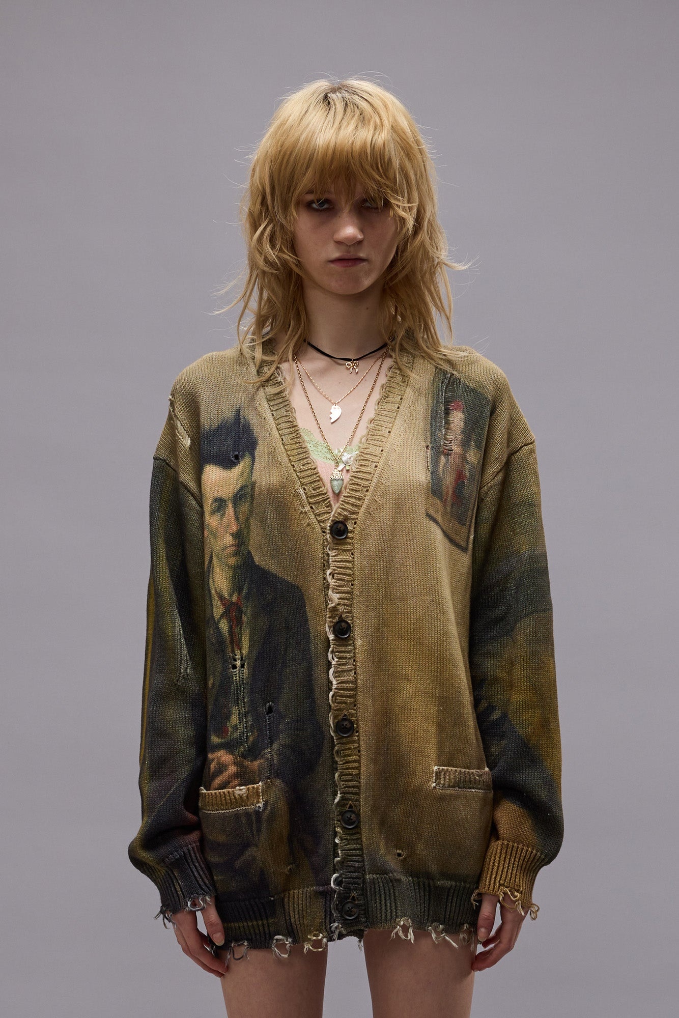 PRINTED BOYFRIEND CARDIGAN - MULTICOLOR - R13 - 3