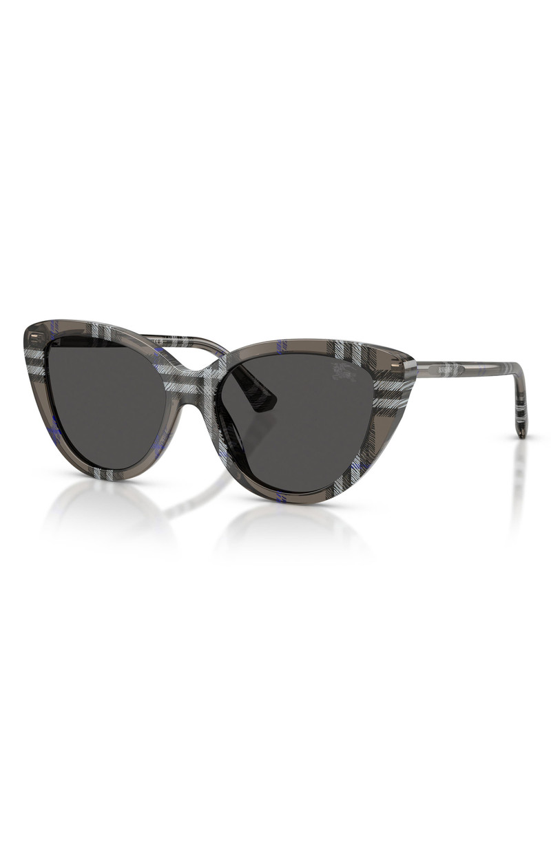 burberry 55mm Cat Eye Sunglasses in Check Lichen/dark Grey 1