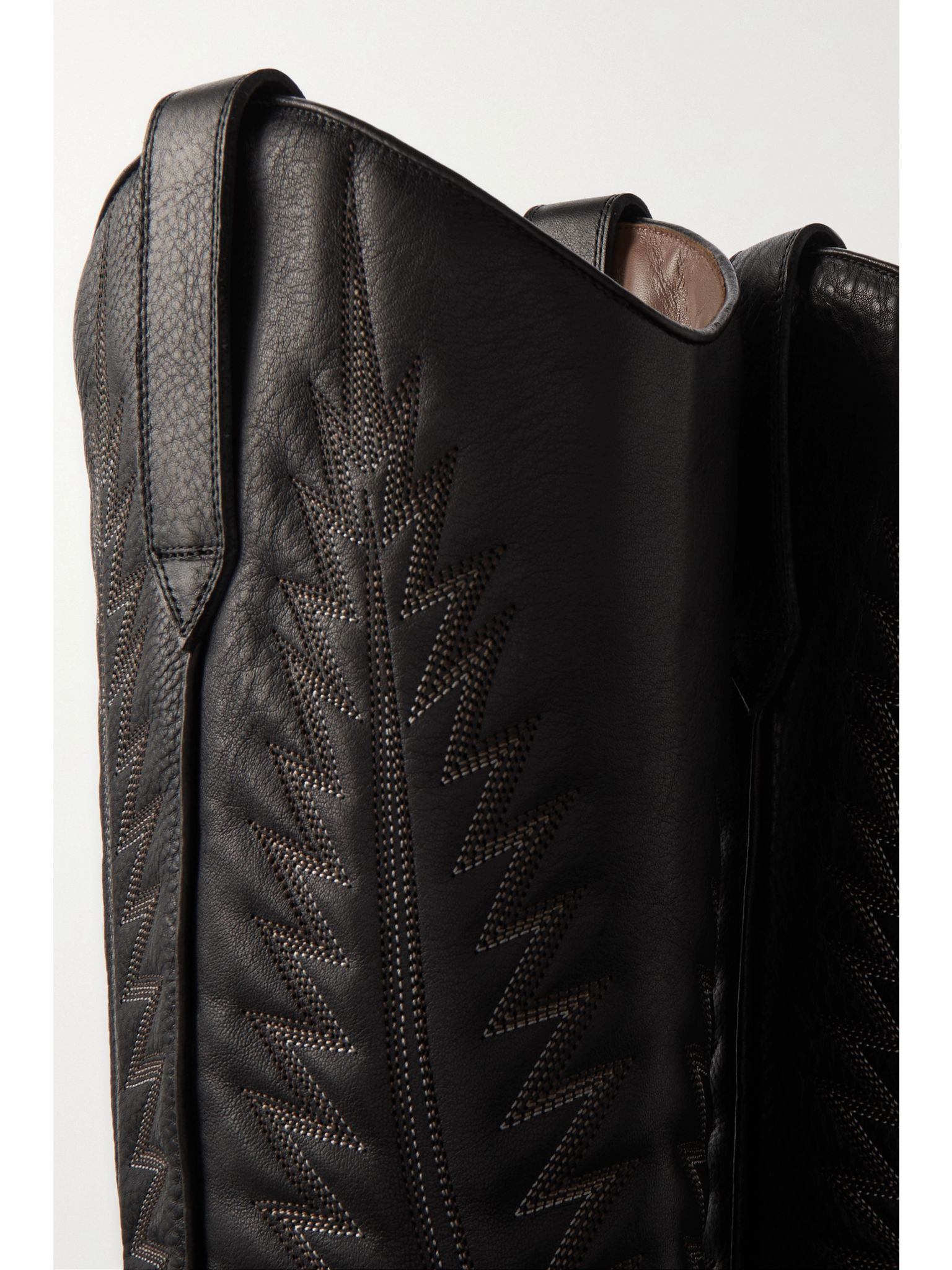 Rosario embroidered textured and croc-effect leather cowboy boots Black - 4