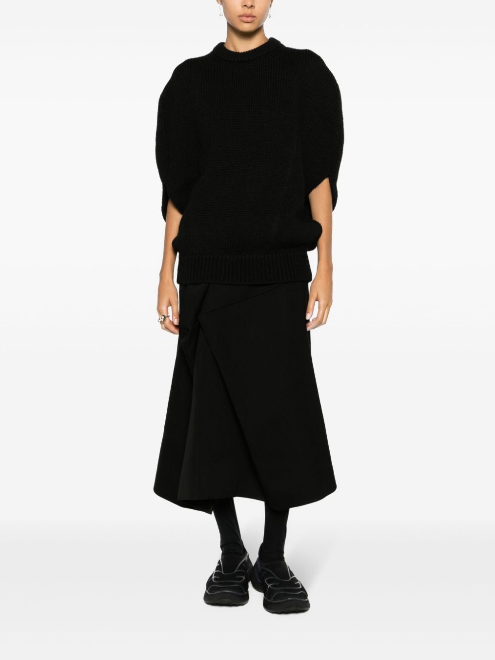 short-sleeve wool jumper - 2