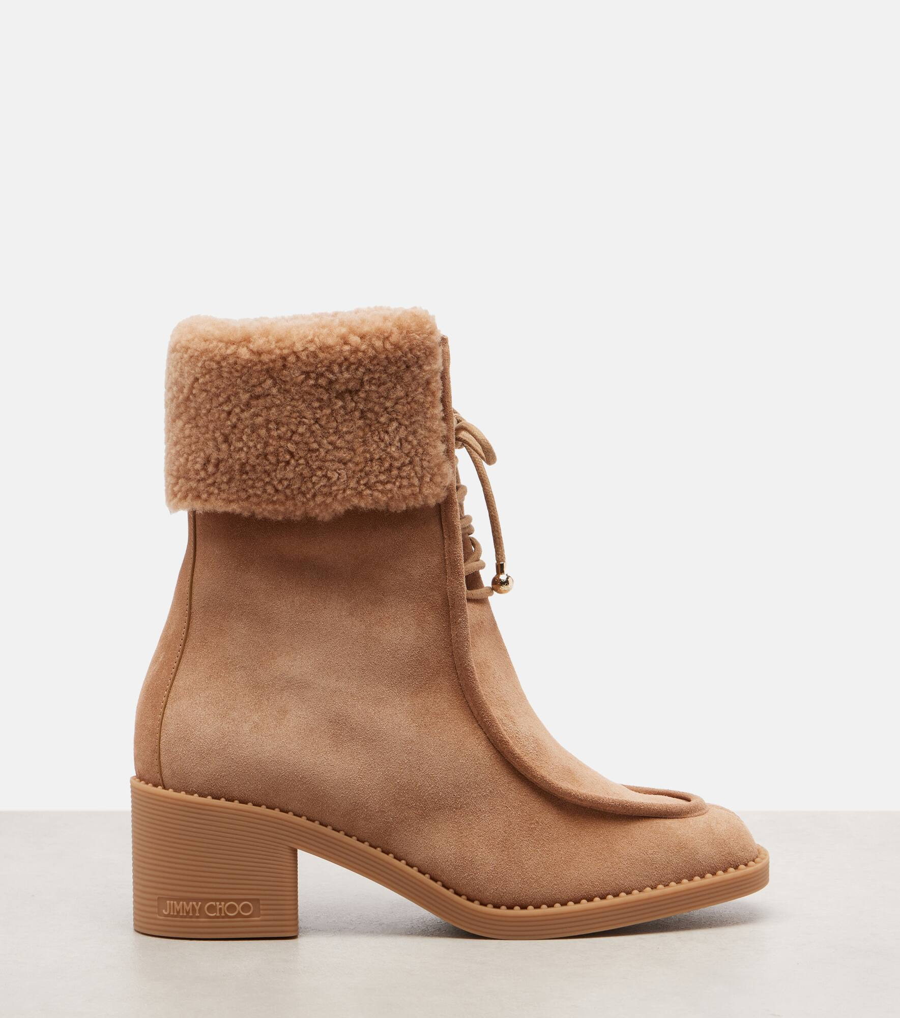 Hali shearling-trimmed suede ankle boots - 4