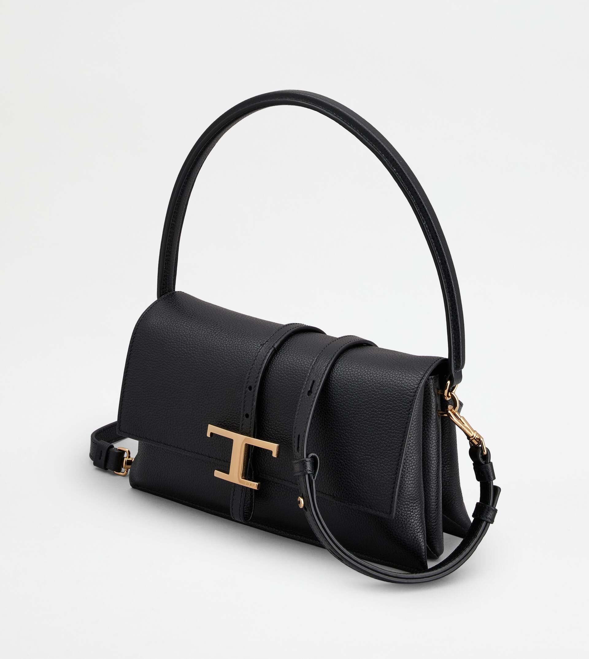 Tod's Mini T Timeless Flap バッグ Woman BLACK T Timeless Flap Bag in Leather Mini