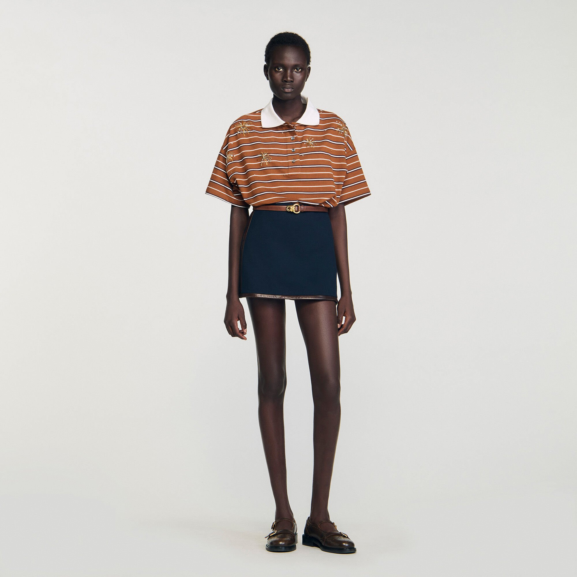 MINI SKIRT WITH LEATHER BANDS - 6