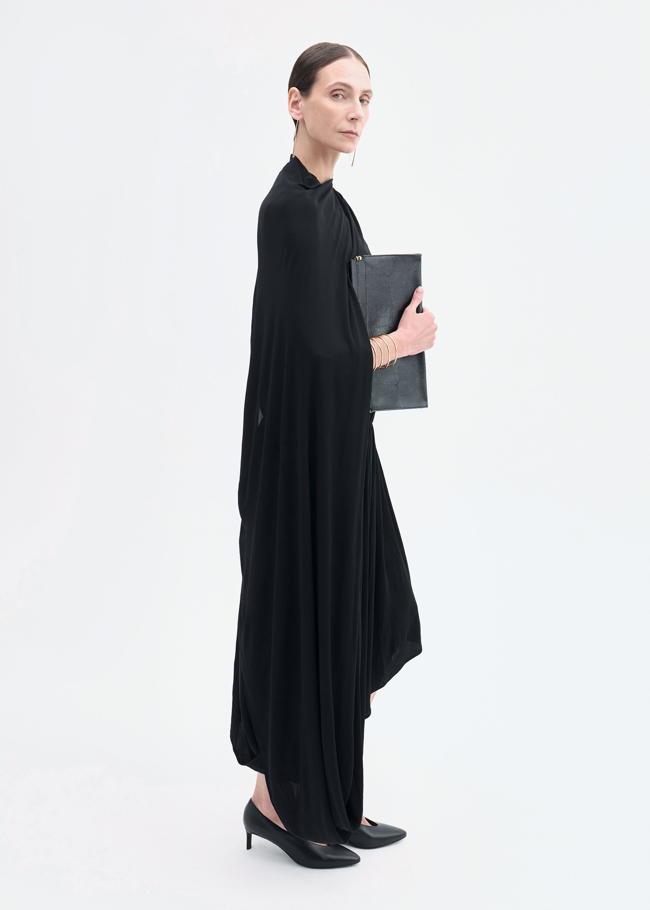 Asymmetric Dress in Viscose Jersey - 3