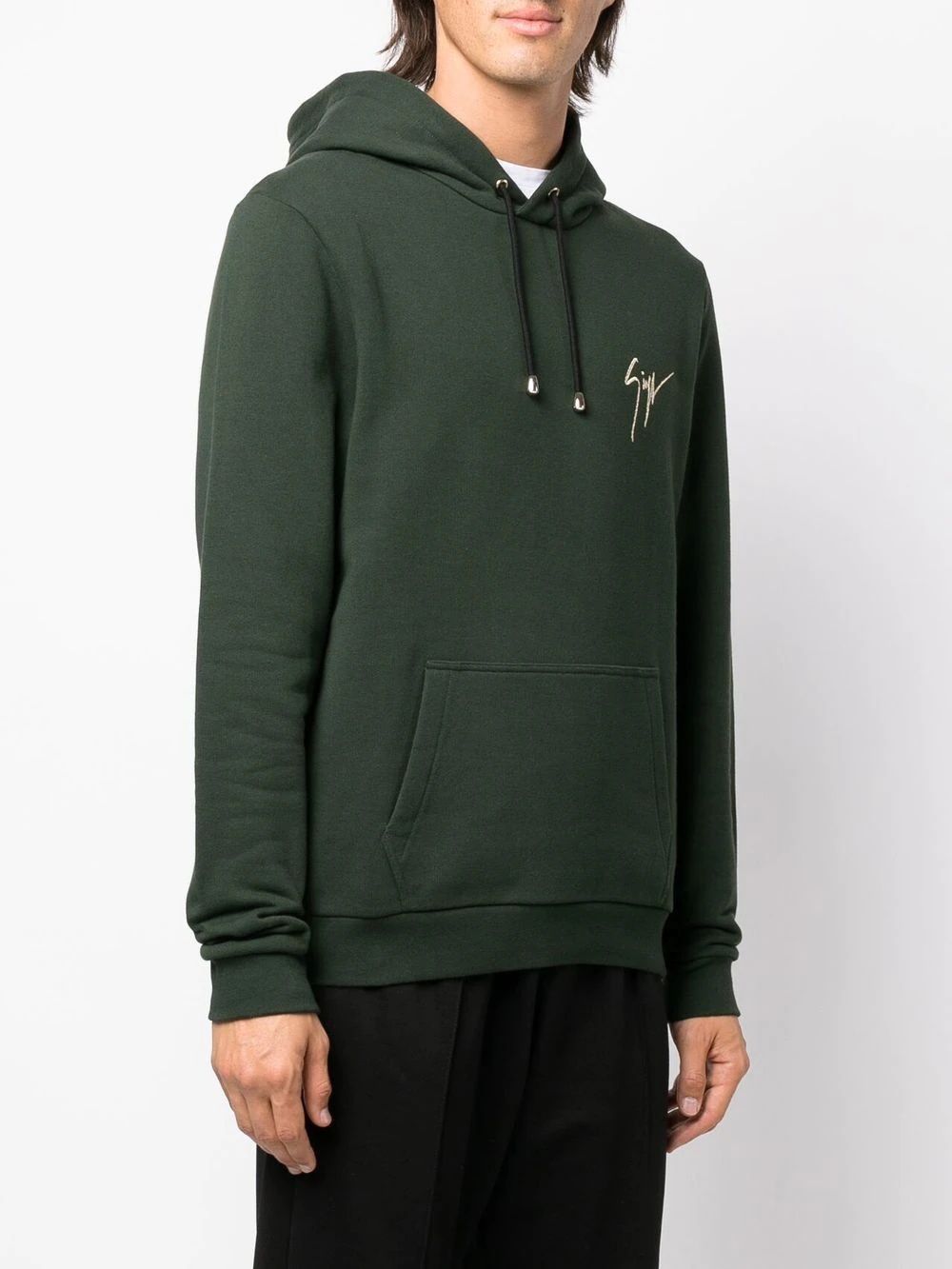 logo-embroidered drawstring hoodie - 3