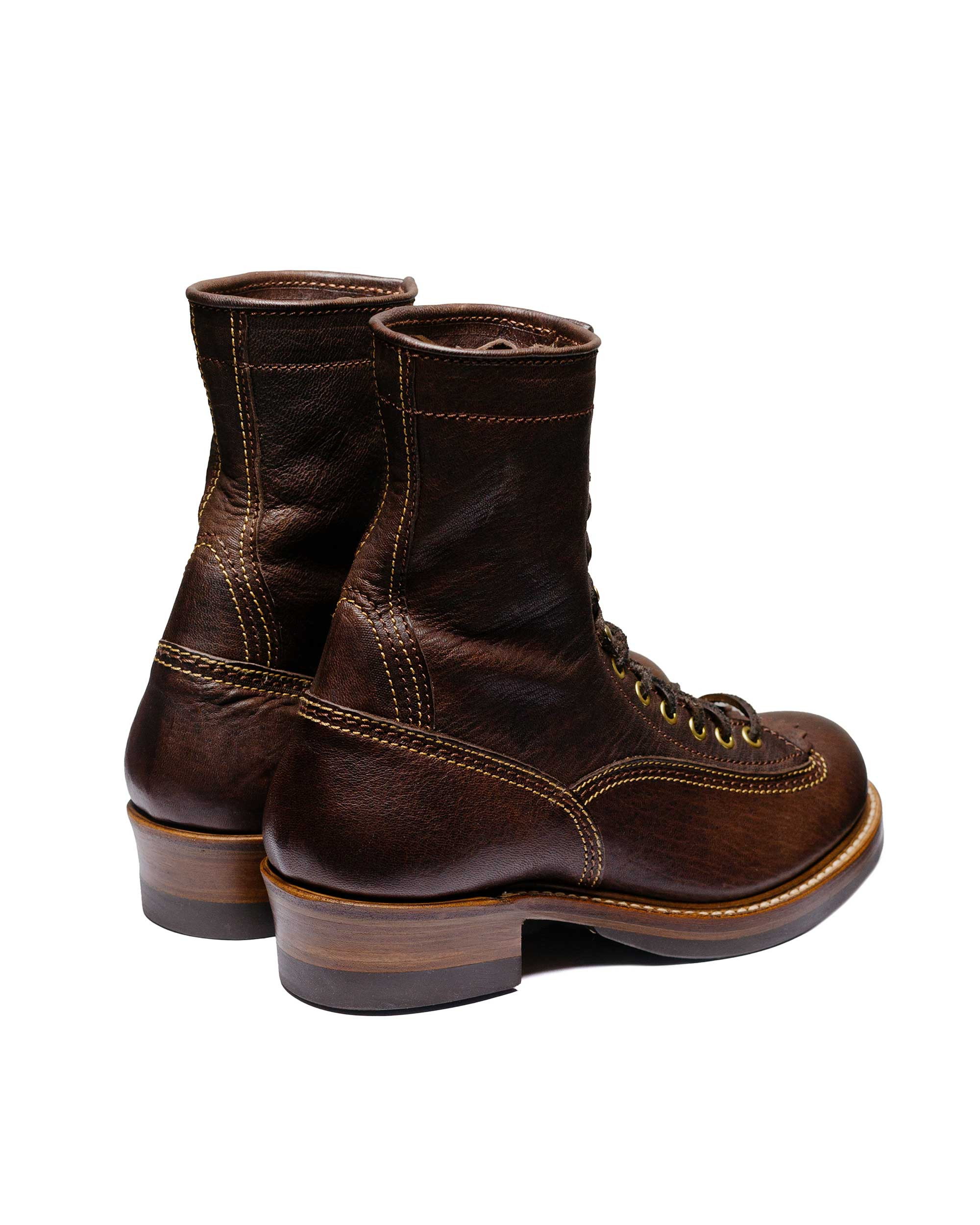 Donkey Puncher Boots 8" Ezo Shika Deerskin Burnt Dark Brown - 3