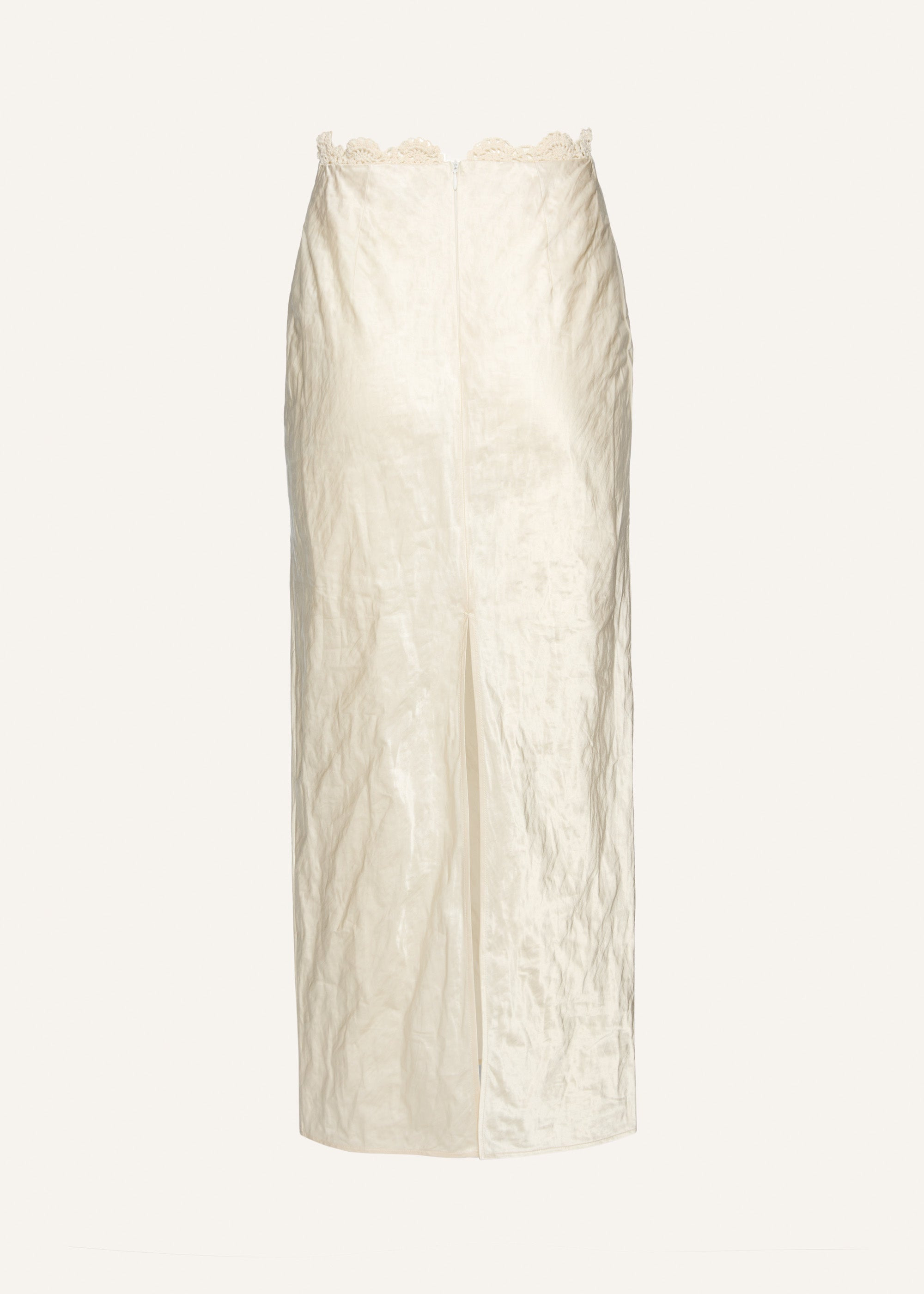 Lace detail midi skirt in cream - 2