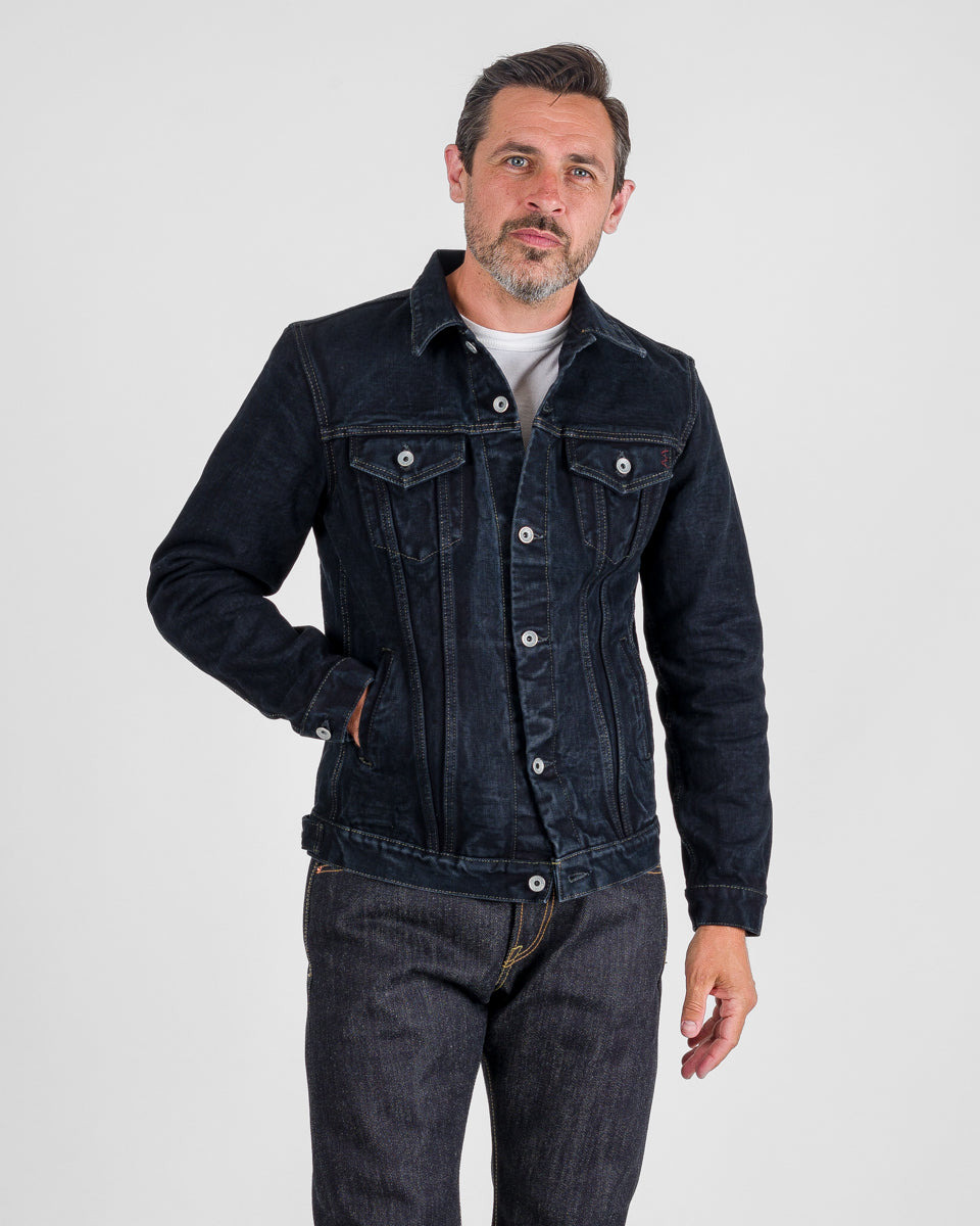 IH-526Lod 19oz Left-Hand Twill Selvedge Denim Type III Jacket -  Indigo Overdyed Black - 2