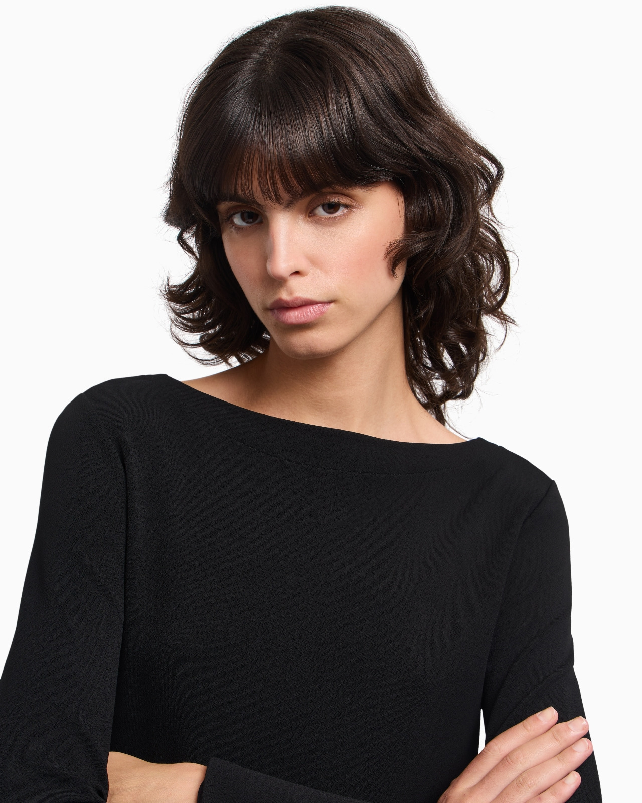 CRÊPE JERSEY TOP WITH PADDED SLEEVES - 5