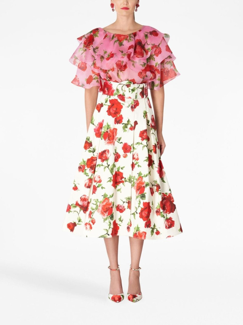 CAROLINA HERRERA floral-print A-line skirt outlook