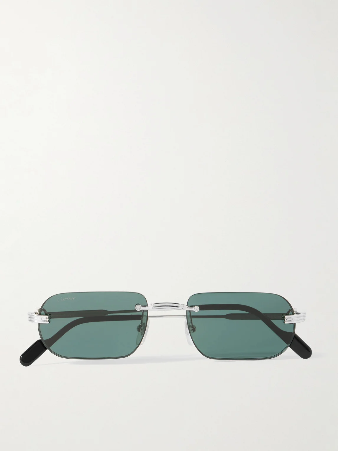 Première De Cartier Square-Frame Rimless Acetate and Silver-Tone Sunglasses - 1