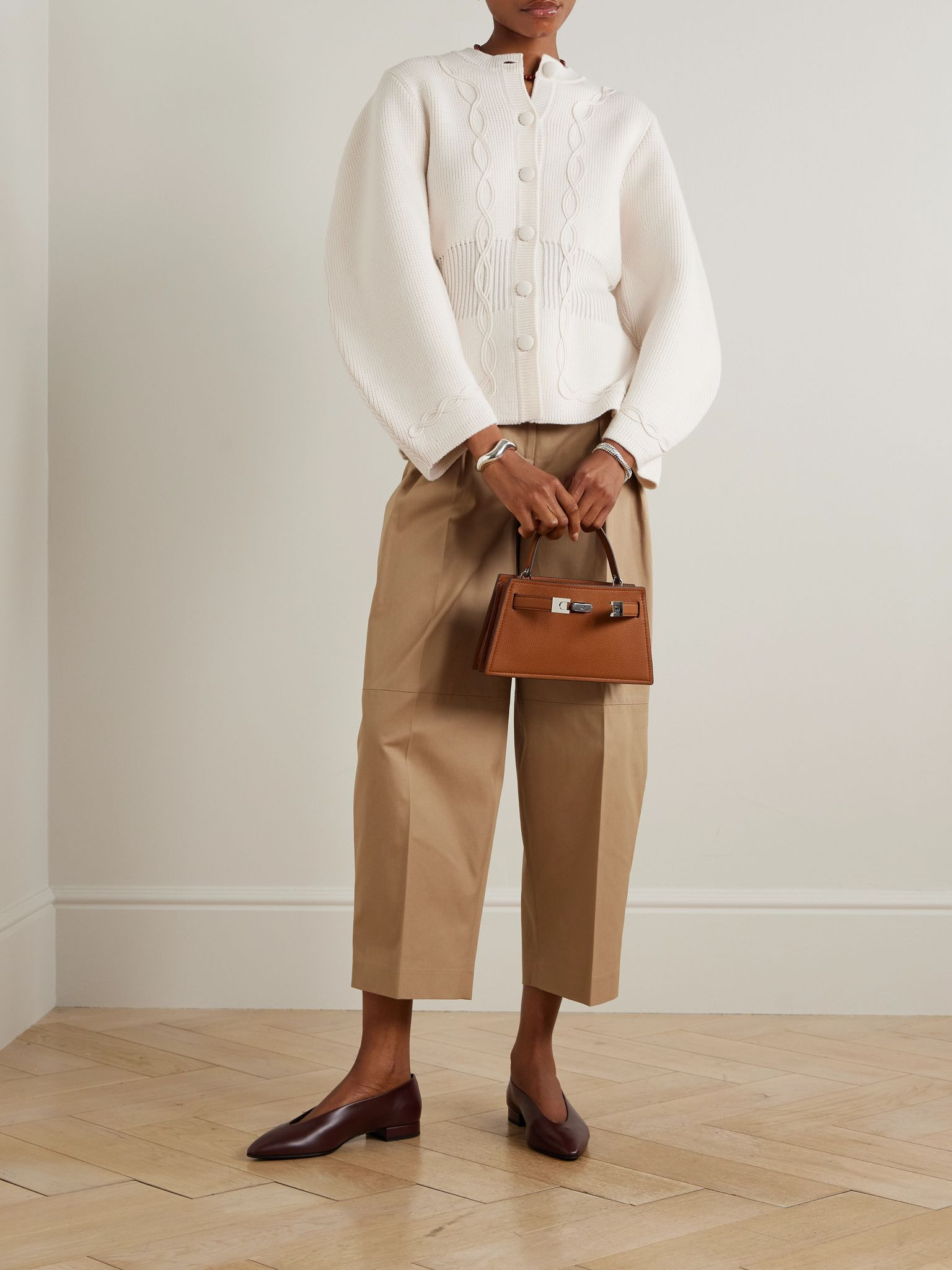 Adrian ribbed cable-knit wool cardigan Ecru - 2
