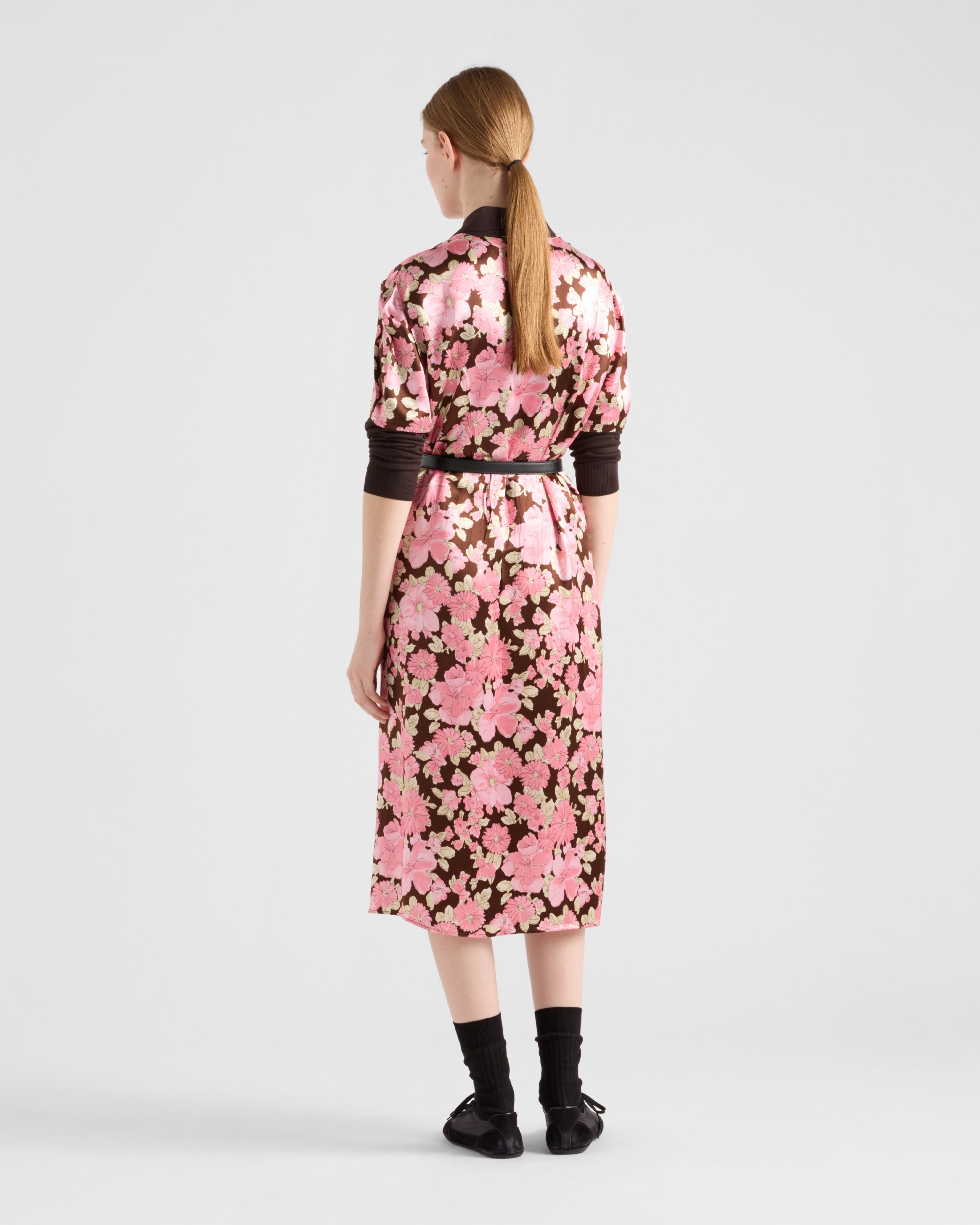 Embroidered satin midi-dress - 5