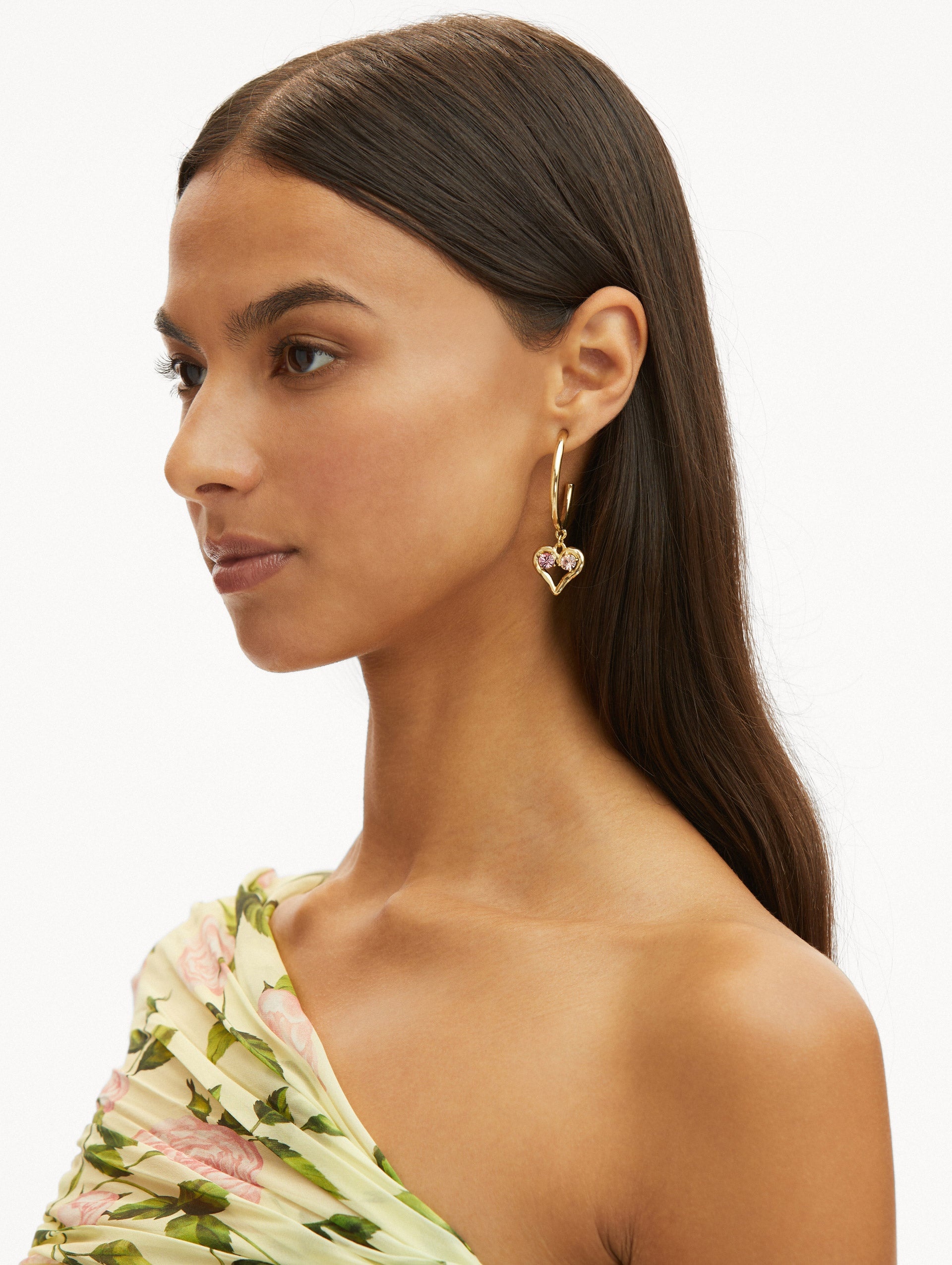 CRYSTAL HEART HOOP EARRINGS - 2
