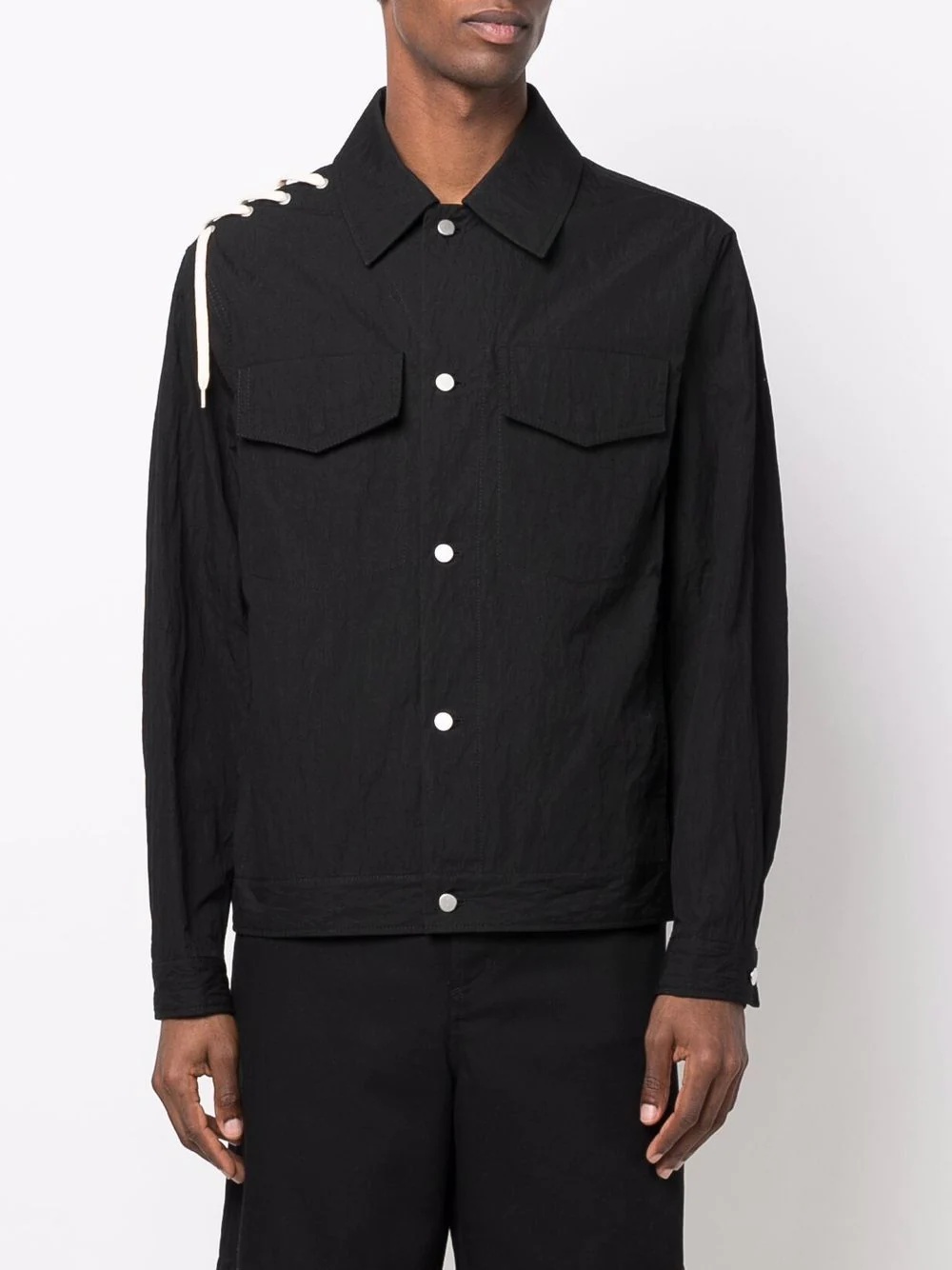 laced-panel shirt jacket - 3