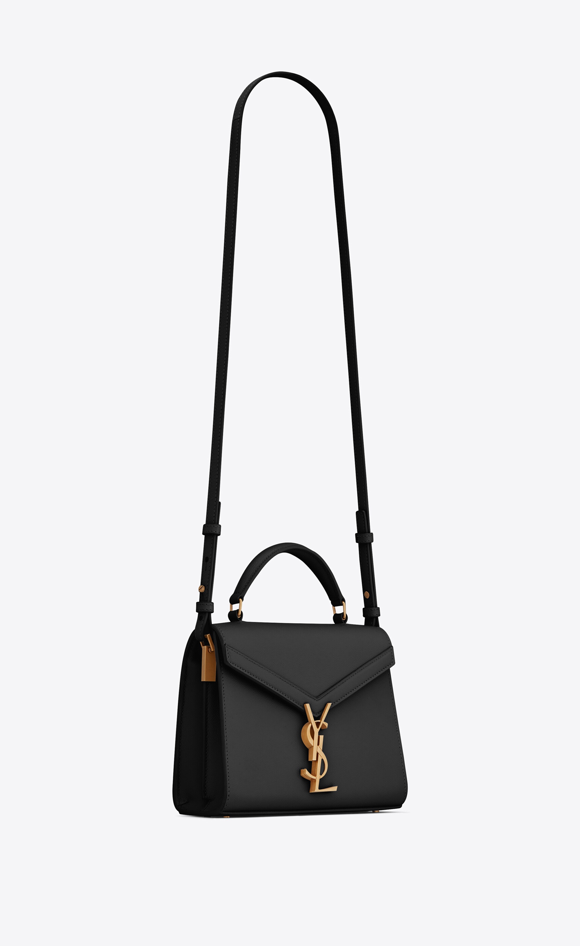 cassandra mini top handle bag in grain de poudre embossed leather - 7