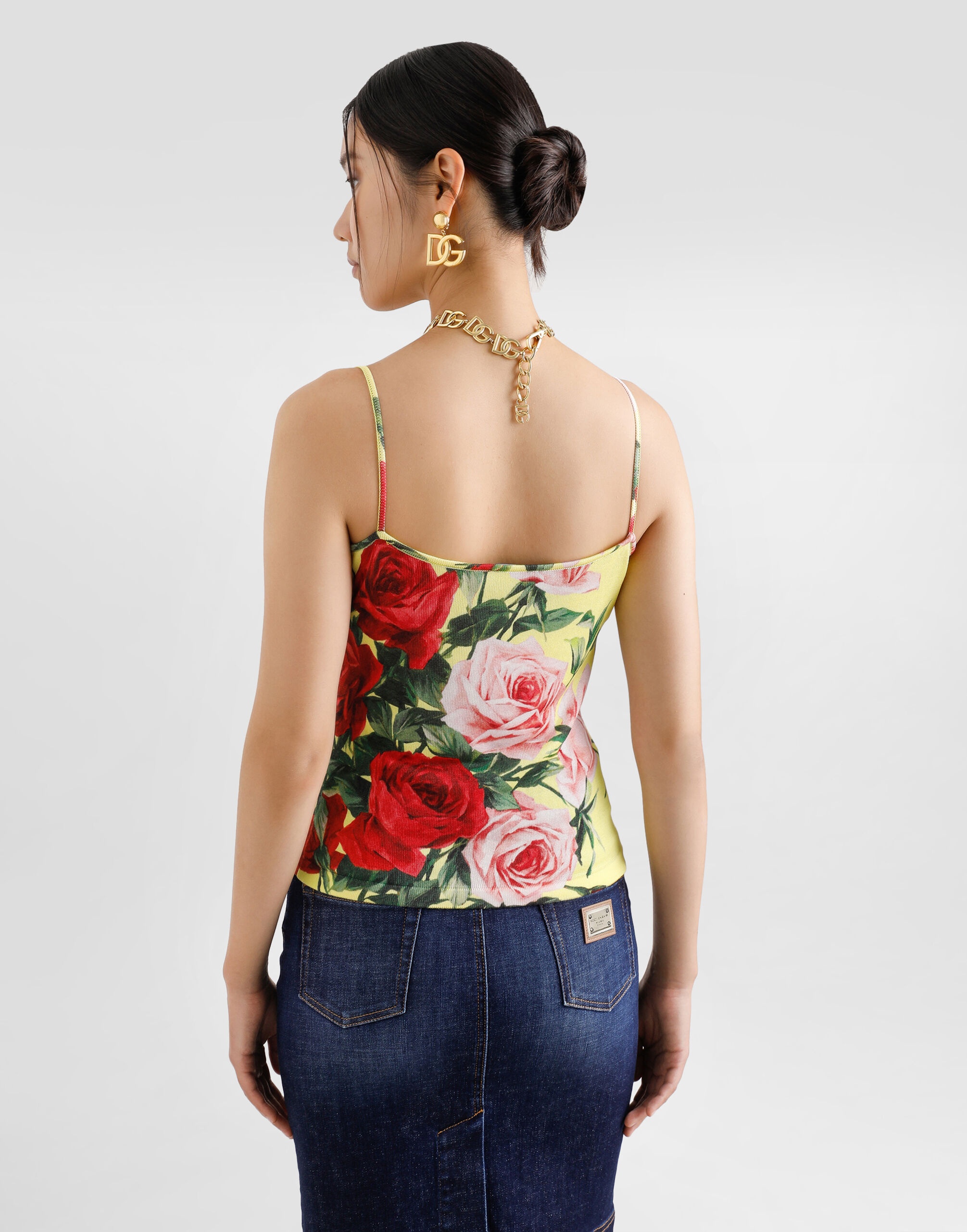 Silk knit tank top with bouquet print - 5