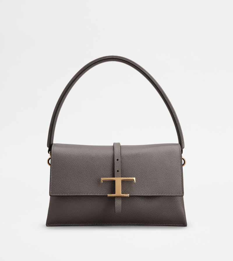 T TIMELESS FLAP BAG IN LEATHER MINI - GREY 1