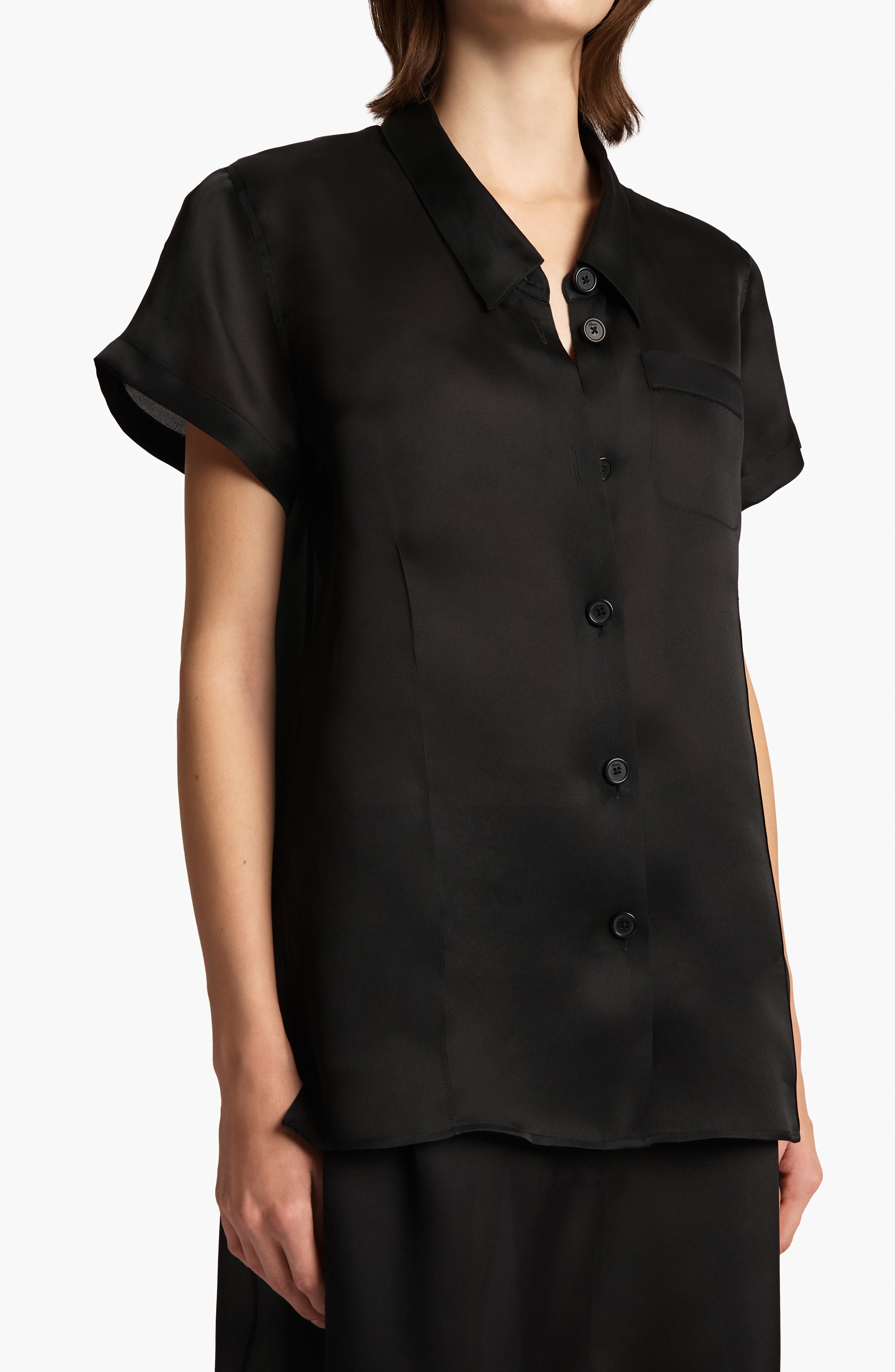 Khaite Keefe Silk Organza Button-Up Shirt in Black at Nordstrom - 3