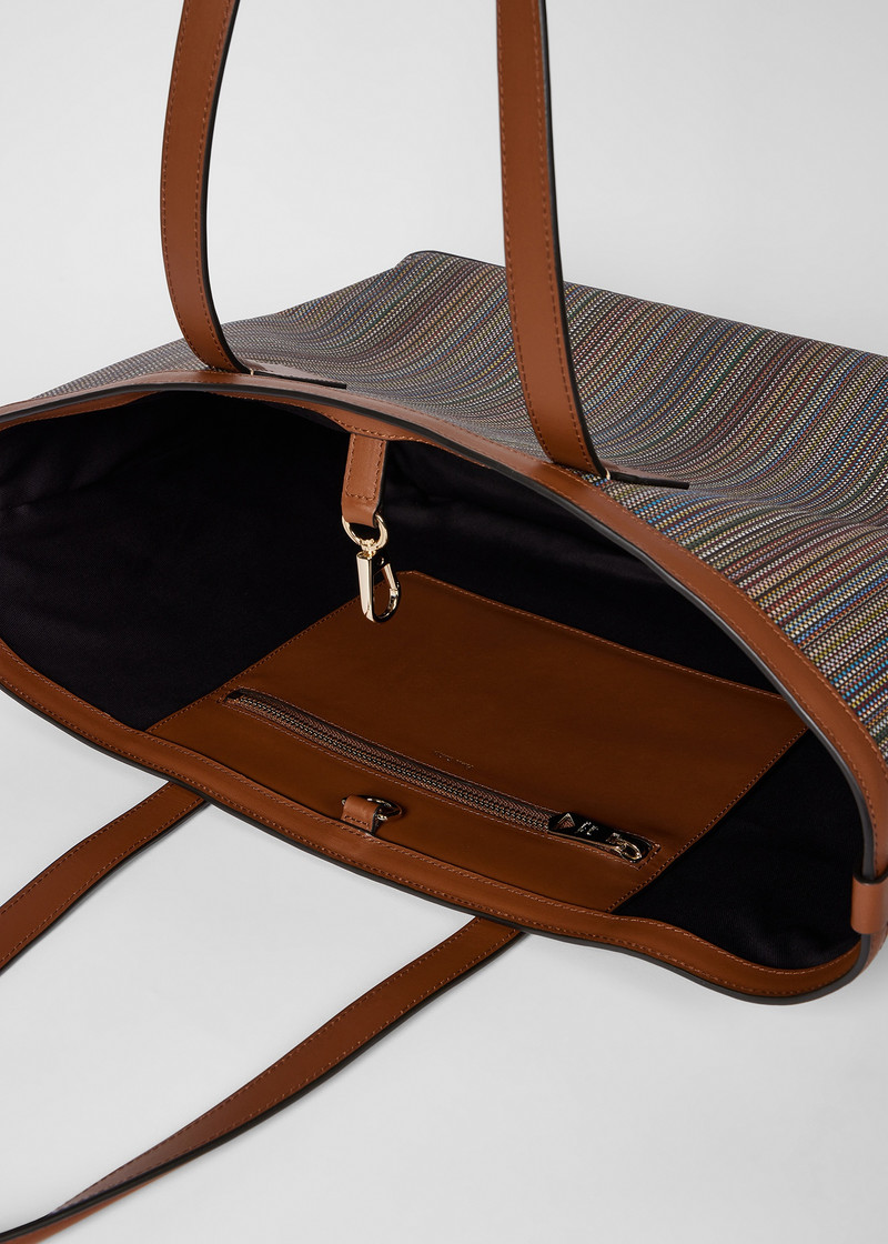 Women's 'Signature Stripe' Printed Canvas Tote Bag 6