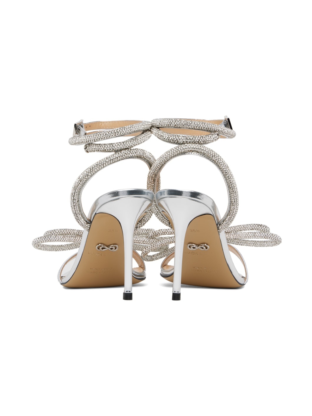 Silver Double Bow 95 Heeled Sandals - 2