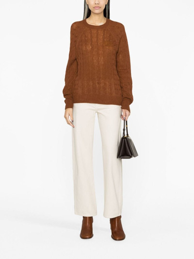 Etro logo-embroidered cable-knit jumper outlook