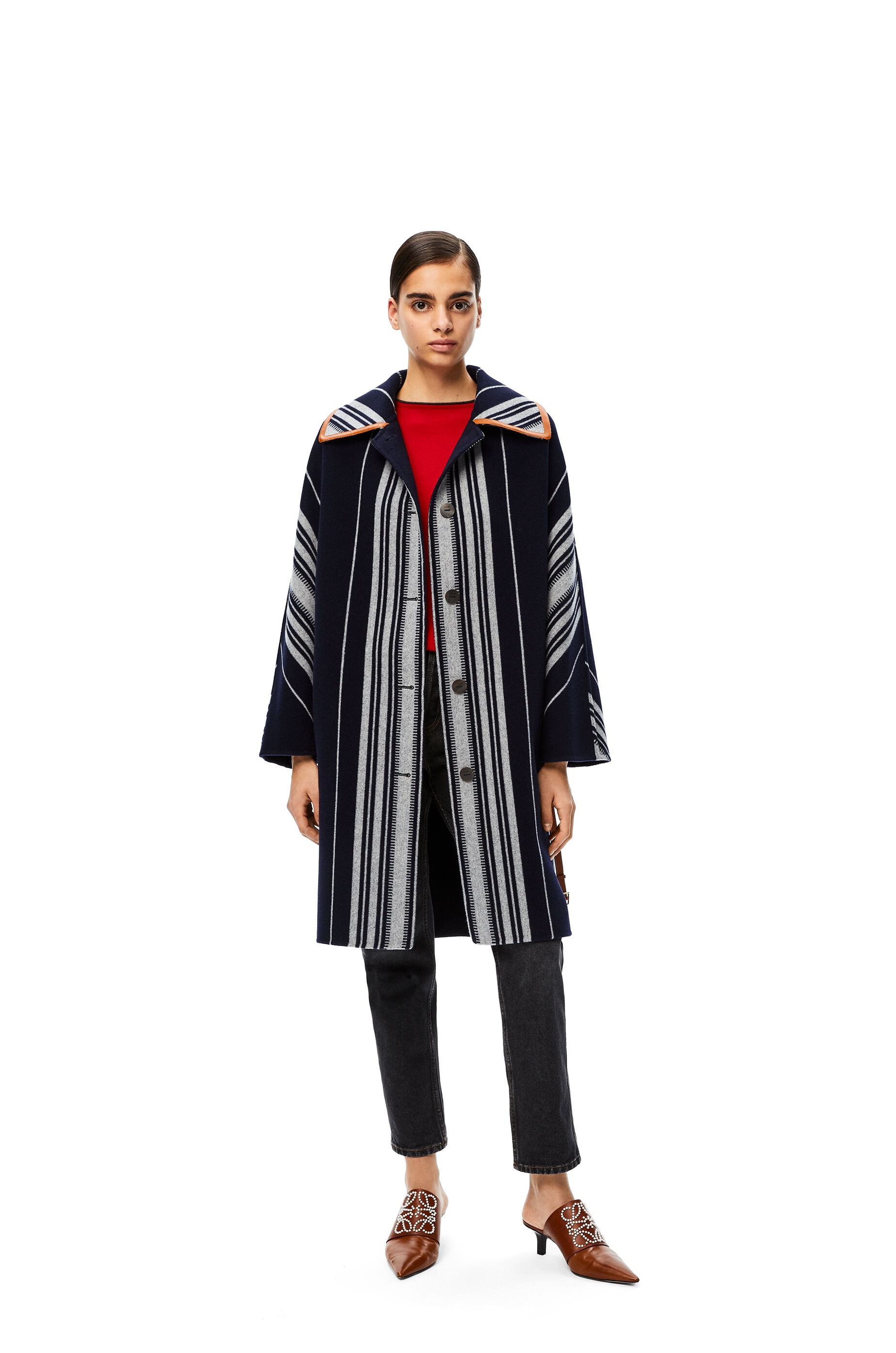 Blanket belted coat in striped wool and cashmere - 3